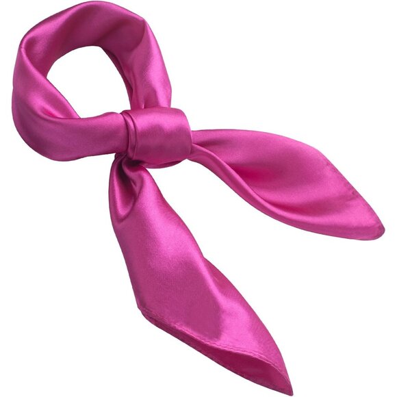 Women's Rose Red Silk Feeling Scarf 23.6'' Square Satin Scarf Neck Head Bandana - Picture 5 of 7